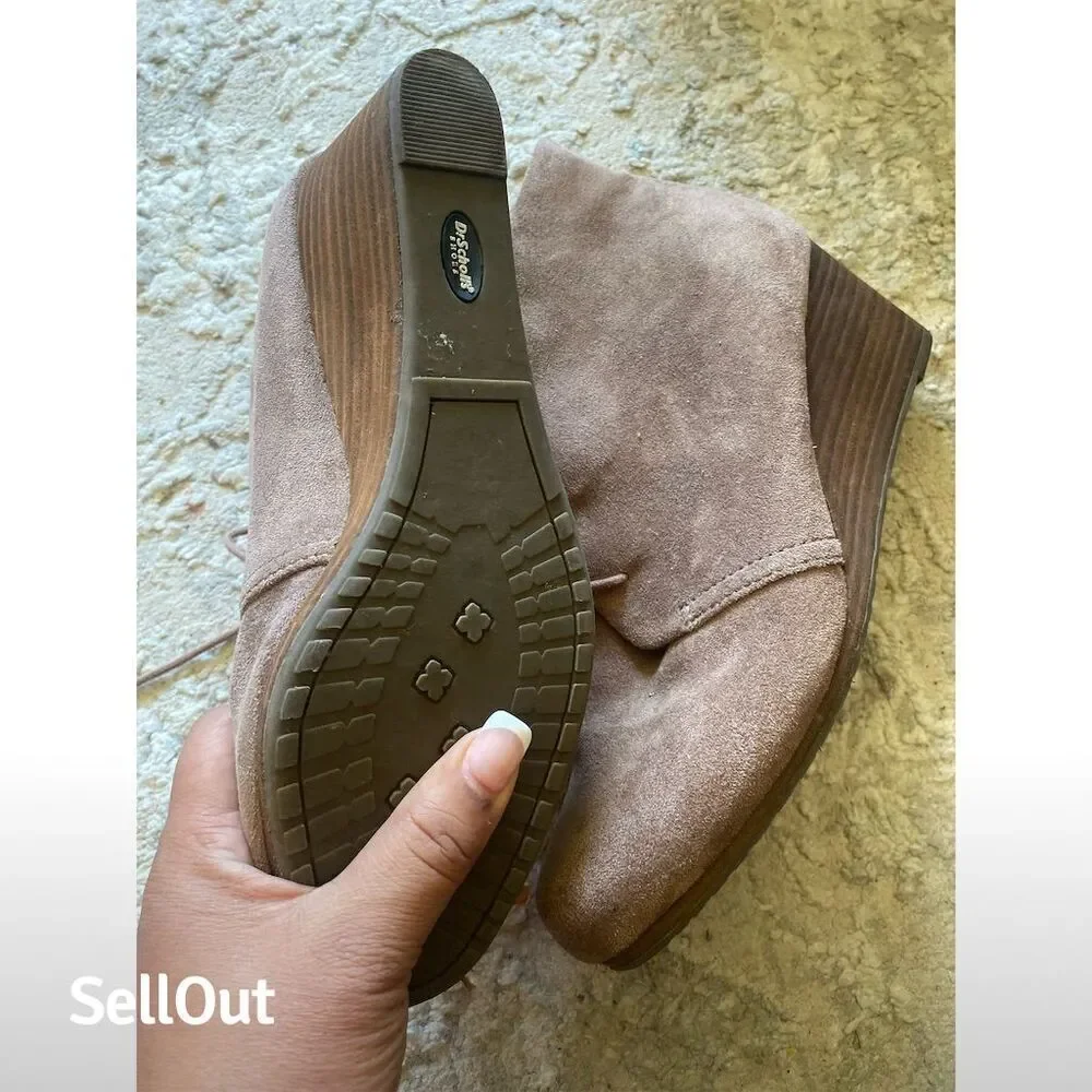 Dr. Scholl's Dakota Women's Tan Suede Wedge Ankle Boots Size 10M